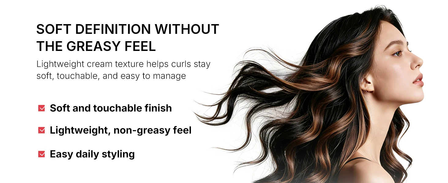Karseell Curl Defining Cream for Wavy, Curly and Coily Hair, Leave-In Styling Cream to Help Control Frizz, Define Soft Curls