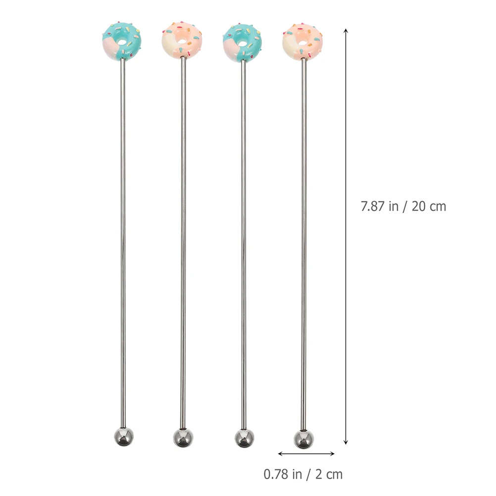 

6pcs Stainless Steel Stirring Sticks Donut Design Reusable Cocktail Drink Swizzle Rods for Coffee Juices Milk Tea Easy Clean
