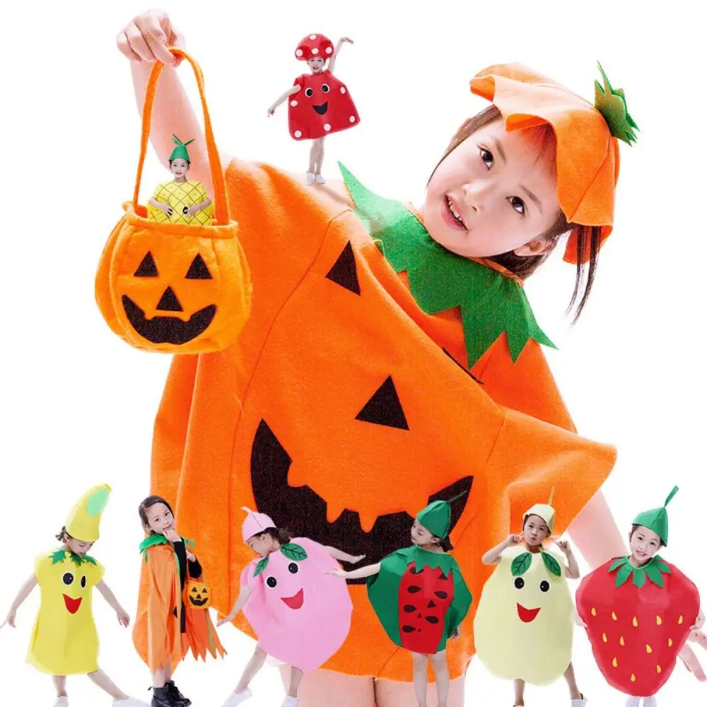 

Food Fruit Veggie Costume Performance Stage Doll Role-playing Children Cosplay Costume Clothing Props Pumpkin Cloak