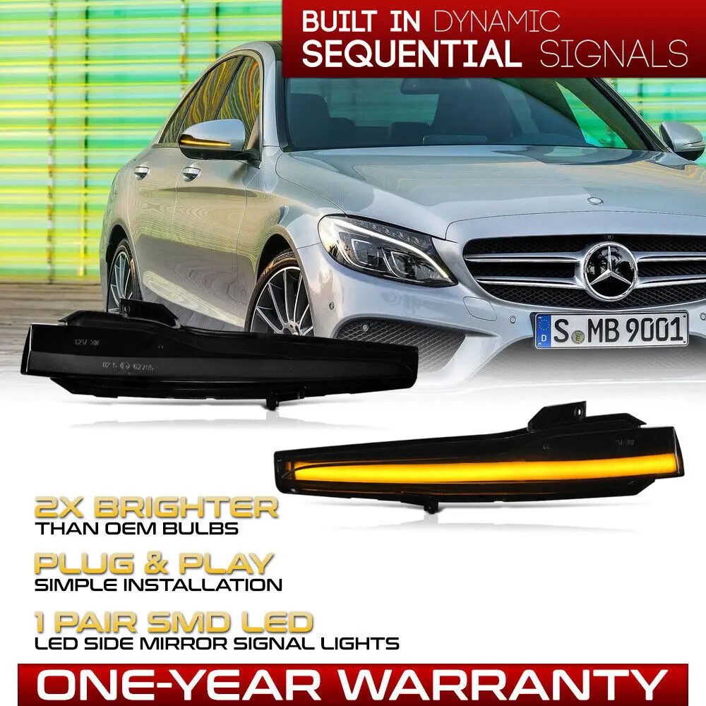 

[SEQUENTIAL]Amber Signal LED Side Mirror Light Lamp For Benz C E S Class CLS GLC