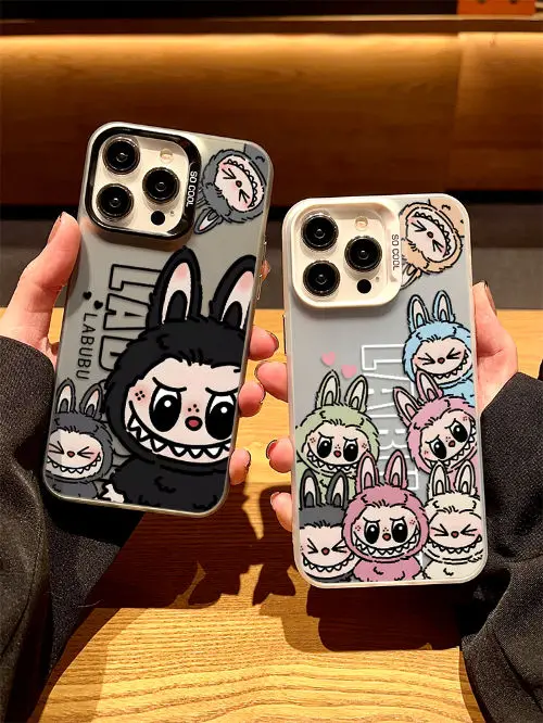 Original Cartoon Labubu Phone Case For iPhone 16 15 14 13 12 11 Pro Max X XR XSMAX 8 7 Plus Candy Matte Shockproof Back Cover