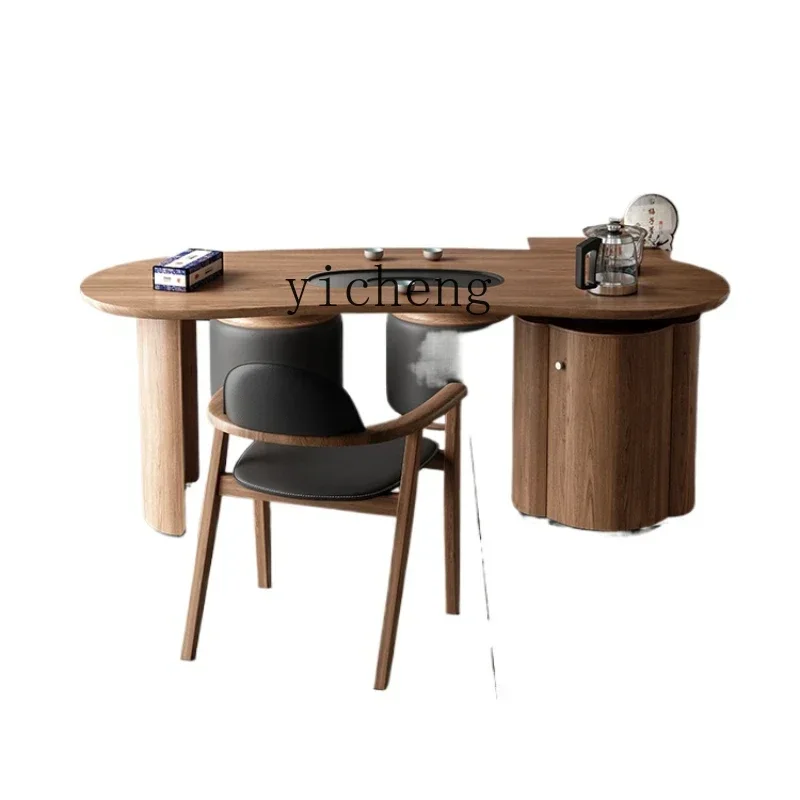 

ZZXL high-grade solid wood tea table and chair combination boss office kung fu tea table tea table