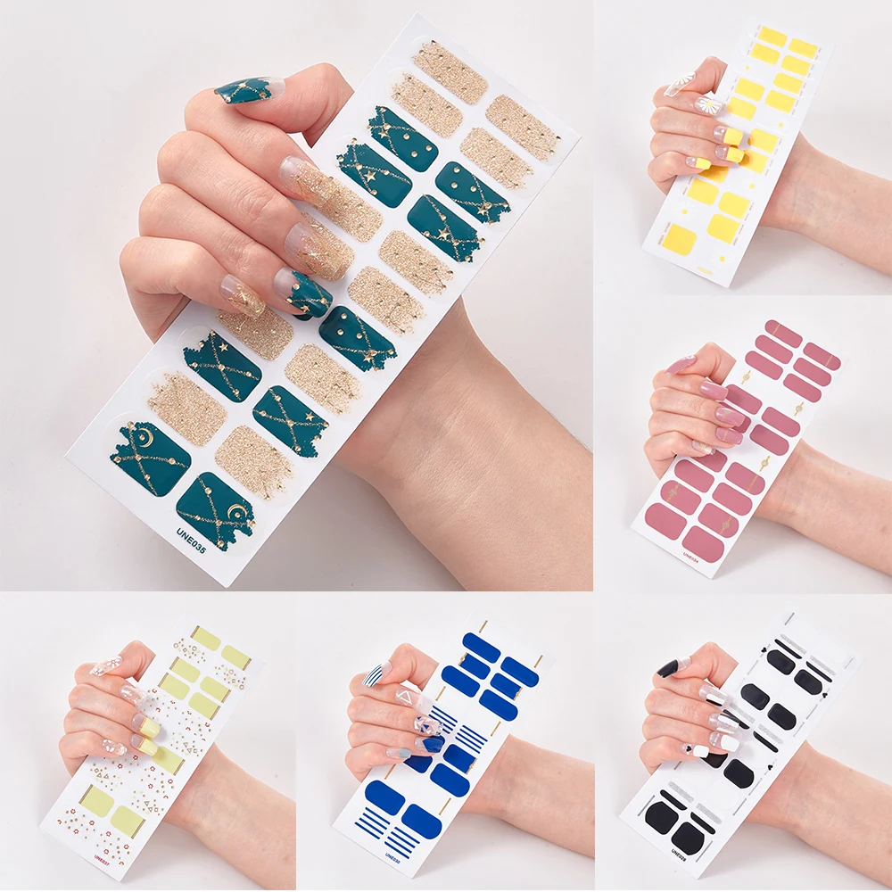 

1 Sheet Nail Art Stickers UV Gel Polish Nail Wraps Strips Full Cover Colorful Nail Polish Stickers Decals Manicure Tool