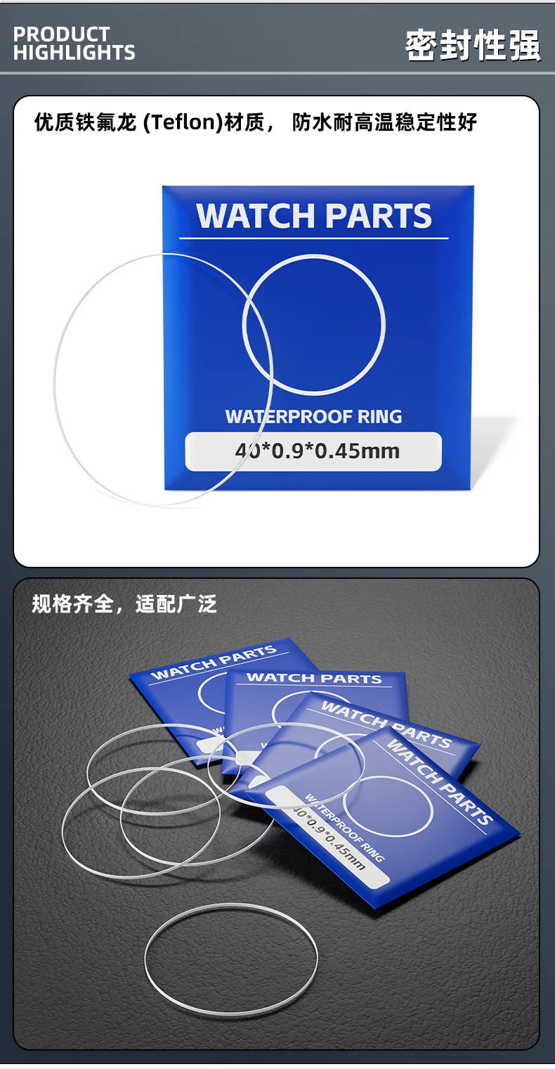 18-40mm Watch Front Cover Seal Kit 0.35/0.4/0.45mm Thick Crystal Gasket Assortment for Clock Repair