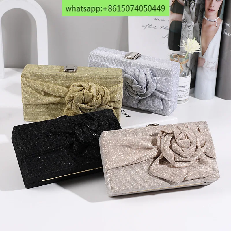 European and American minimalist square floral knot banquet bag, fashionable light luxury evening dress banquet bag