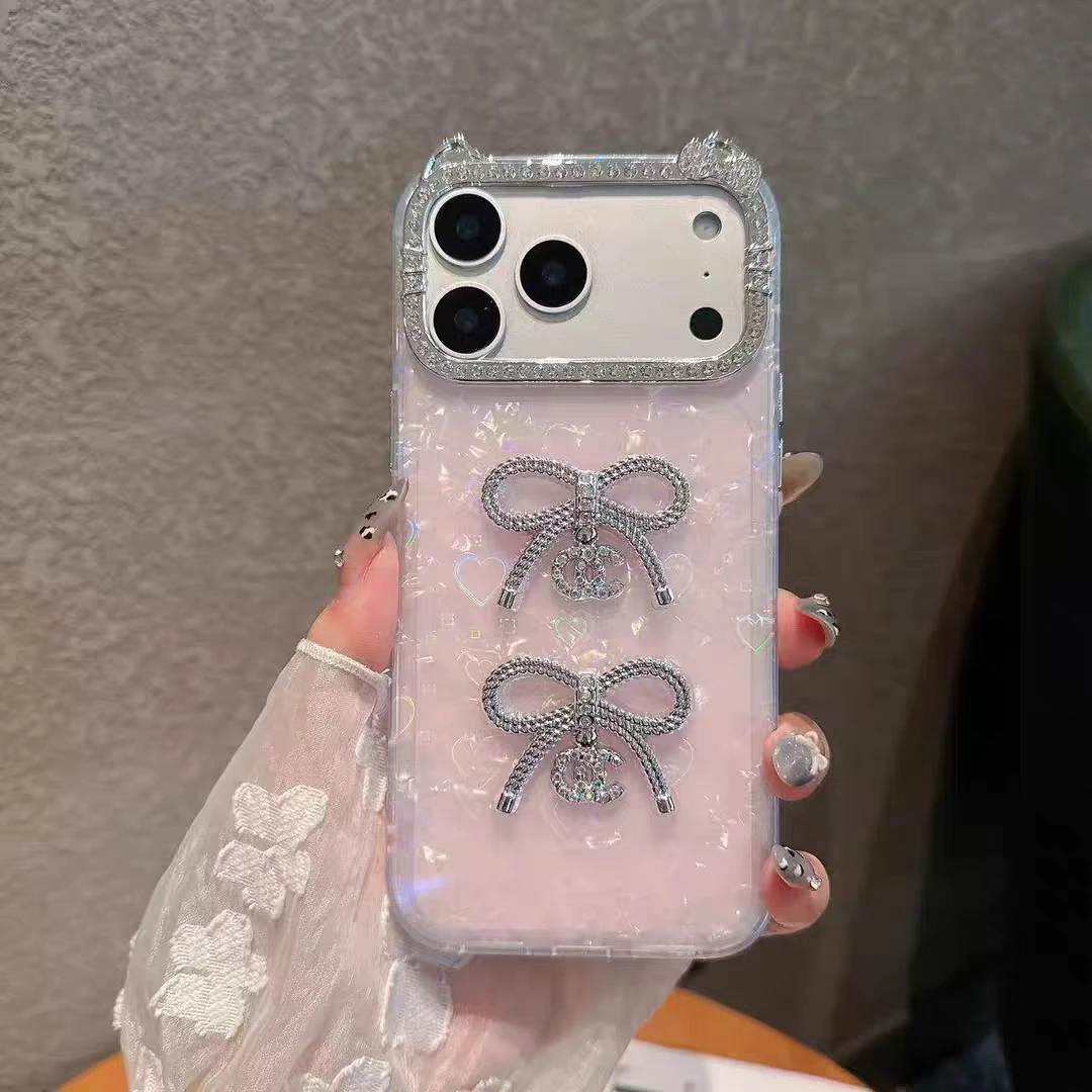 حافظة لهاتف أبل آيفون 17 برو ماكس 17 إير 14 15 13 12 11 برو 16 بلس 2025 آذان القط إيبوكسي الغجر فلاش الماس غطاء القوس اللامع