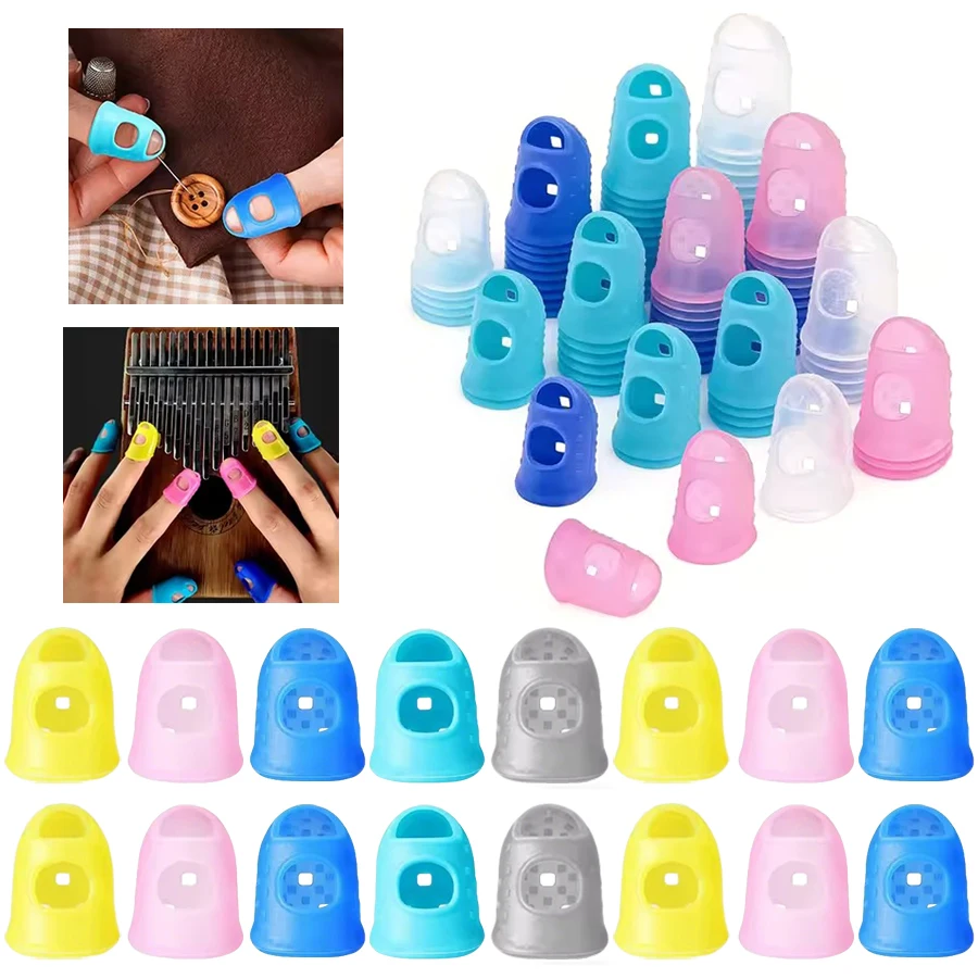 10/20/30PCS Random Color Mix Size Guitar Finger Sleeve Silicone Protector Guitar Bass Ukulele Practice Breathable Finger Tip ZYF