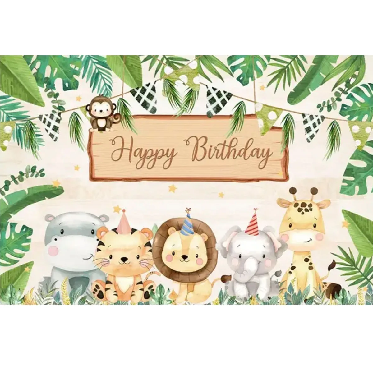 Tropical Jungle Safari Wild One Backdrop First Birthday Safari Birthday Decorations Baby Shower Boy Girl 1st Birthday Background