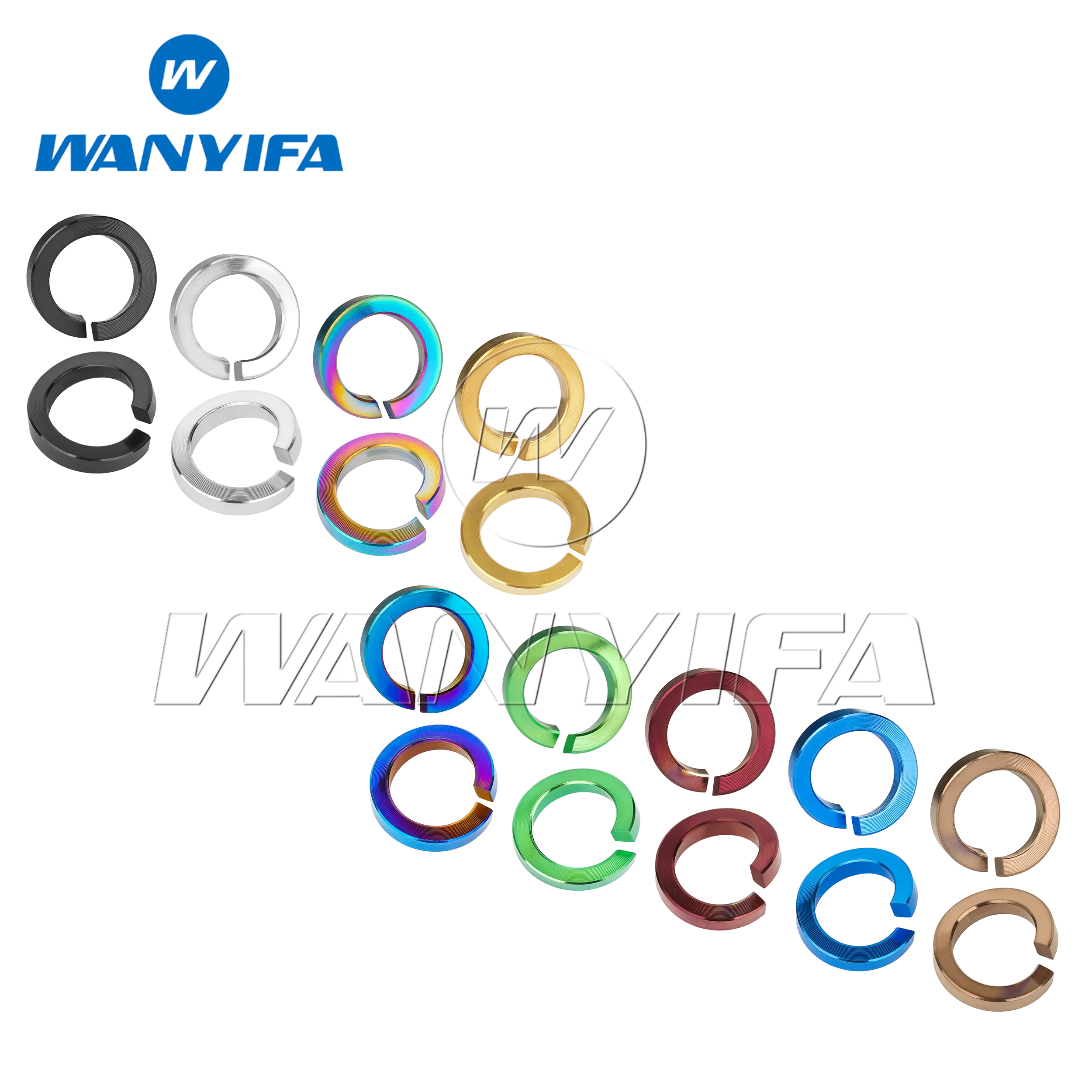 Wanyifa Titanium Alloy Slotted Spring Washers M3, M4, M5, M6, M7, M8, M10 Anti-loosening Spring Washers Suitable for Motorcycle