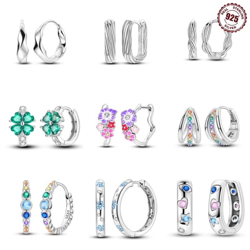 Ohrringe für Frauen Silber Mode vier blättrige Kleeblatt Ohrringe Zirkon Ohr stecker Silber Original Schmuck Geschenke