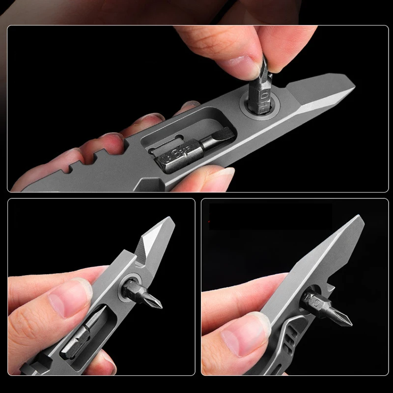 TC4 Titanium Alloy Ratchet Crowbar Screwdriver Riding Portable Multi-Function Maintenance Tool Outdoor Camping Batch EDC Tool