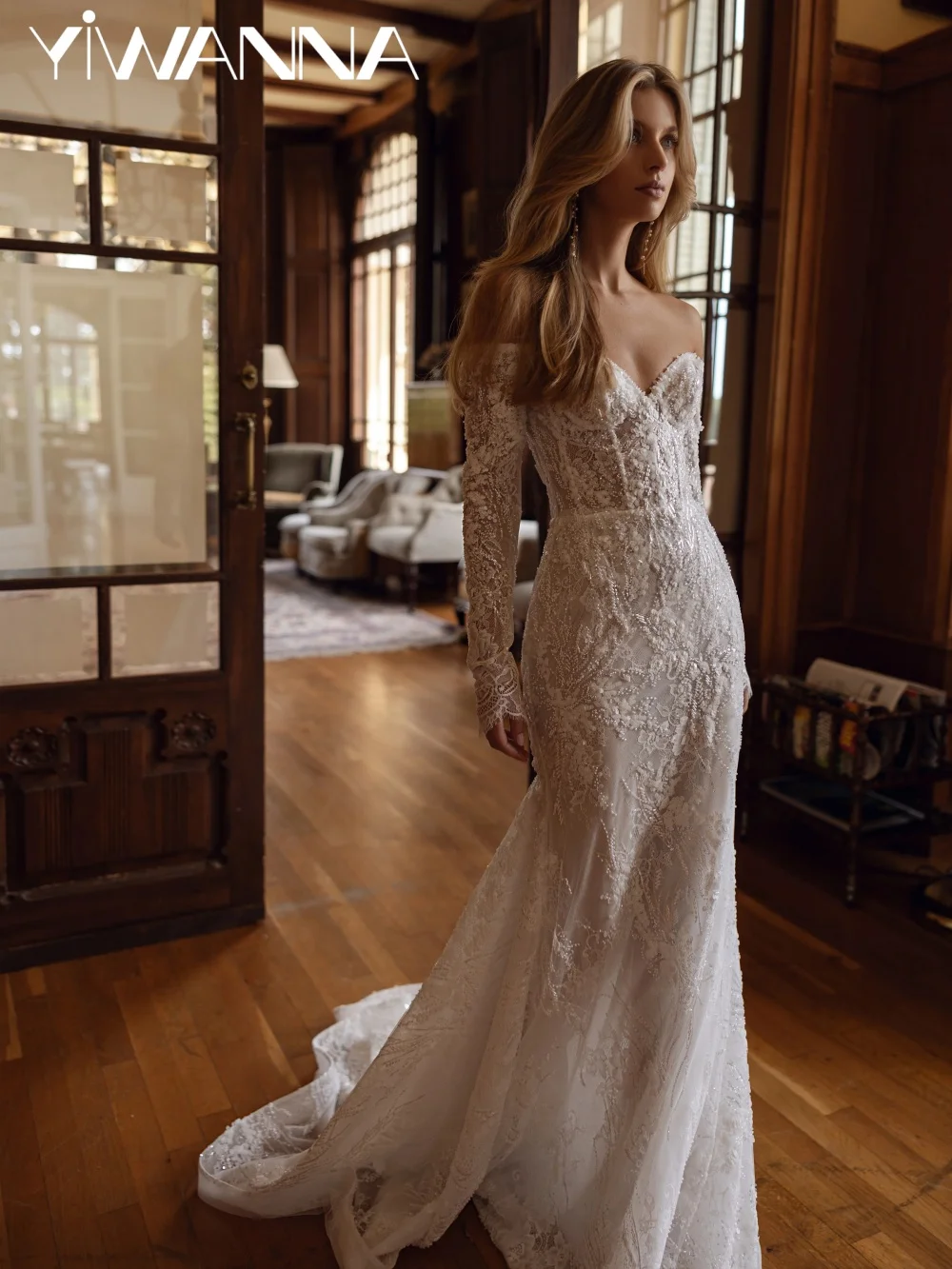 

Embroidery Beaded Appliques Wedding Dress Gorgeous Off Shoulder Bridal Gown Customized Sweetheart Neck Mermaid Dresses For Bride