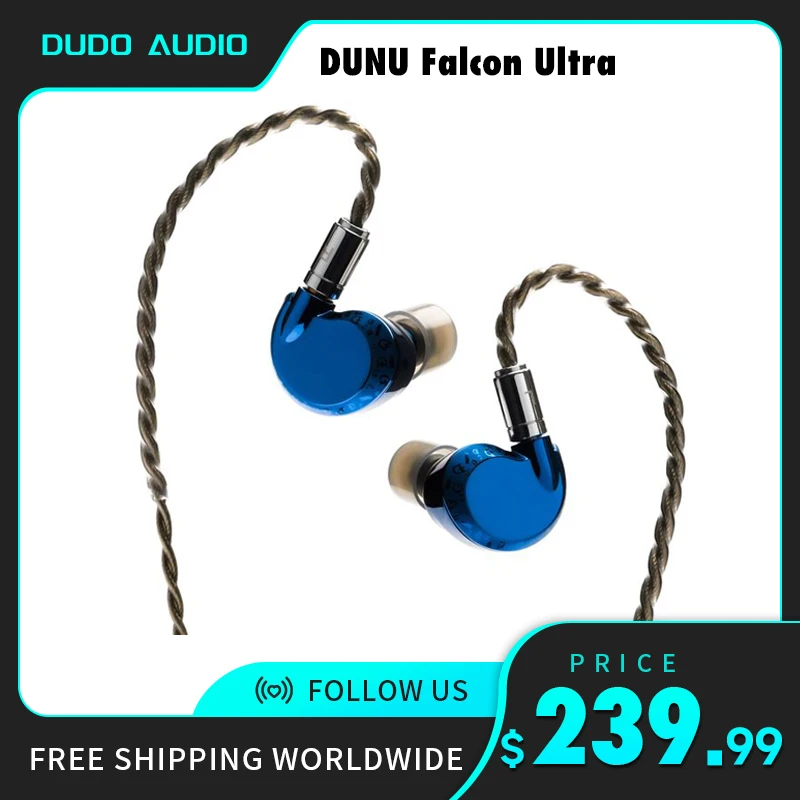 

DUNU Falcon Ultra Dynamic Driver Earphone In Ear Monitors Klein Blue Hi-res Music Headphone Bass Earbuds with MMCX HiFi Cable