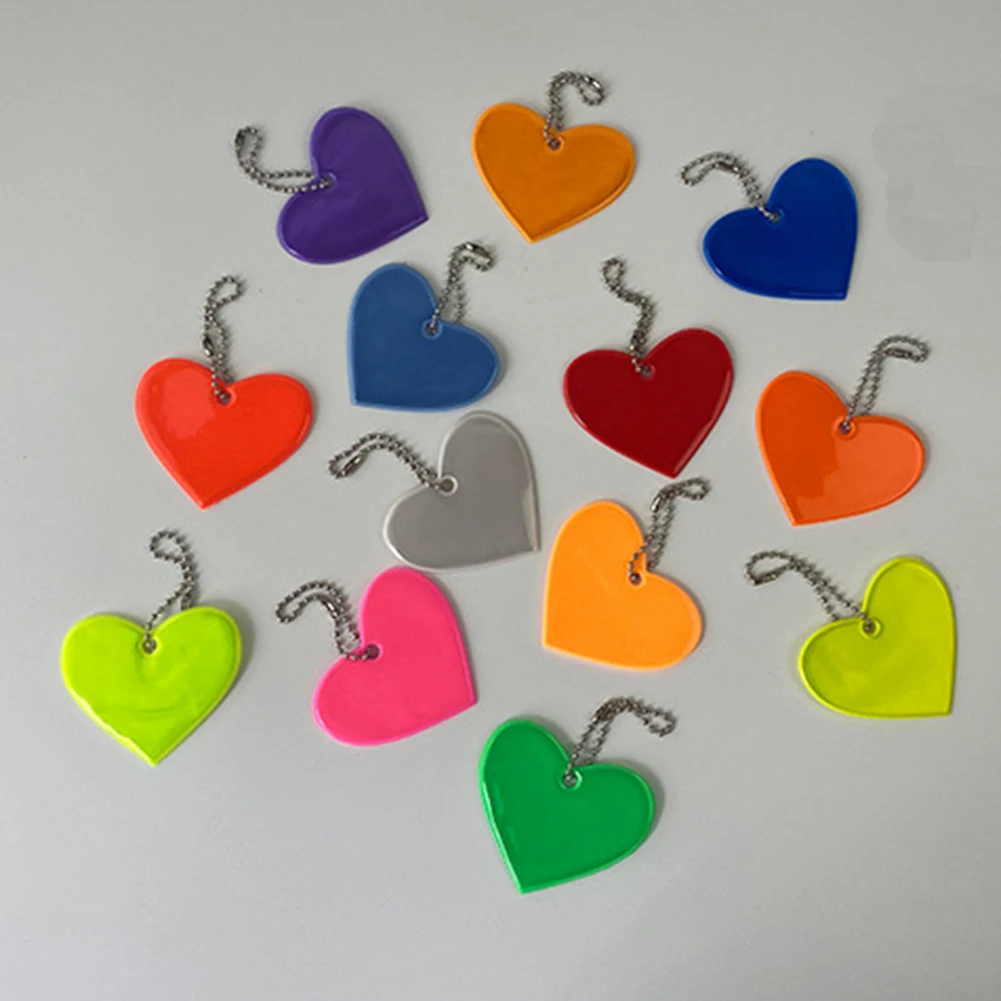 Safe Reflective Keychain For Bag Backpack Pendant Heart Ornaments Reflectors For Things Adults Children Night Safety Accessories