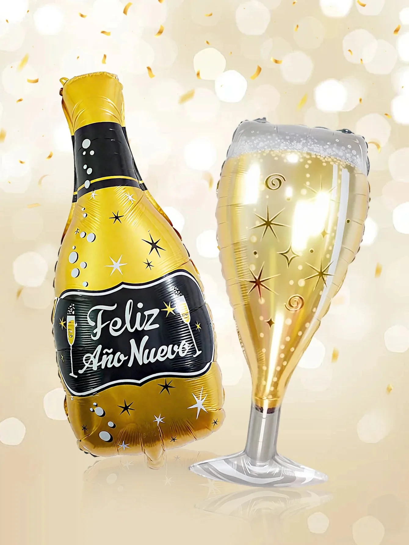 2 قطعة بالونات زجاجات النبيذ الاسبانية للعام الجديد ، عيد الميلاد ، حفلة رأس السنة 2026 ، حفلة عيد الميلاد ، هدايا تزيين الدعائم للاحتفال