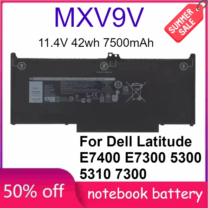 

MXV9V 60Wh 7500mAh Laptop Battery for Dell Latitude E7400 E7300 5300 5310 7300 7400 5300 5310 2-in-1 P96G P97G P99G