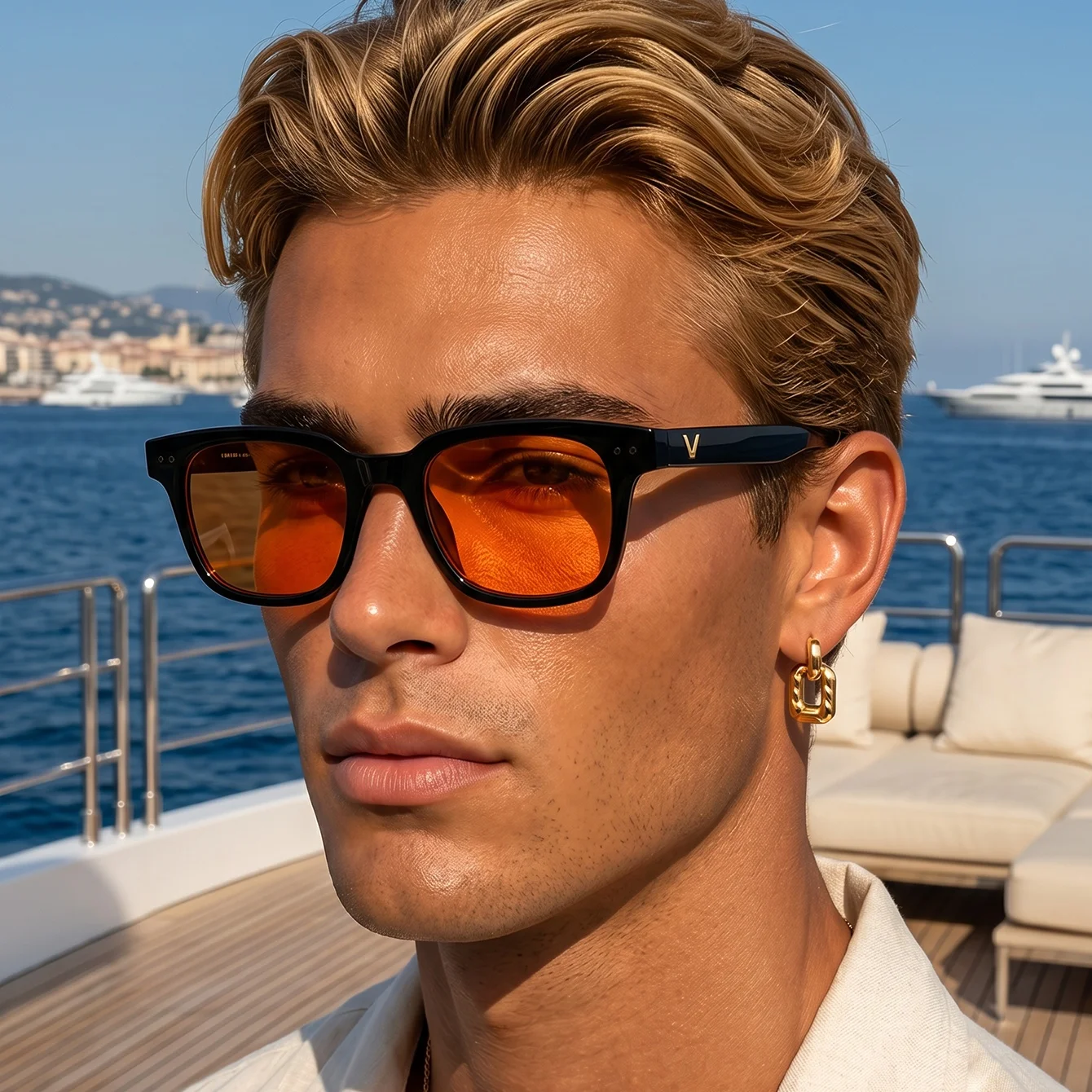 1PC Men’s SunglassesUnique Square Frame DesignMetal Accents Retro StyleHigh-Quality FinishPerfect for Daily OutingsCo