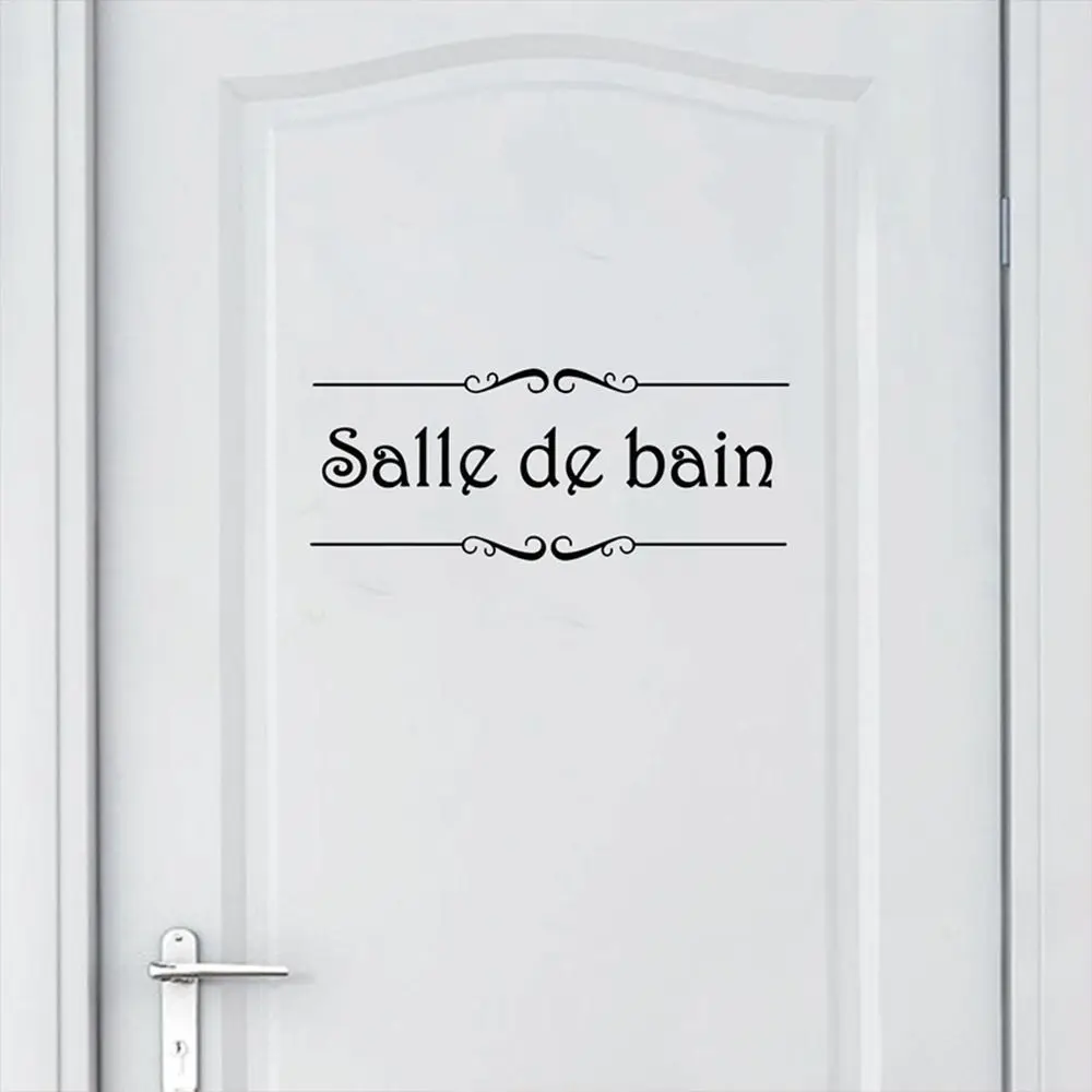 Porte Salle de bain et Toilettes Wall Sticker French Bathroom Toilet Door Wallpaper Mural Decals Vinyl Wall Sticker Home Decor