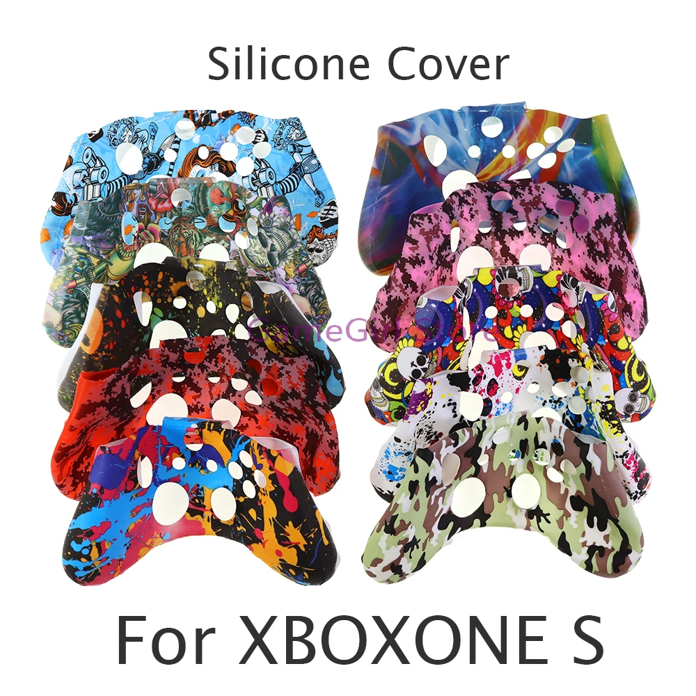 10pcs Water Transfer Printing Camouflage Cover Shell Silicone Protective Skin Case For XBOXONE S Slim Controller