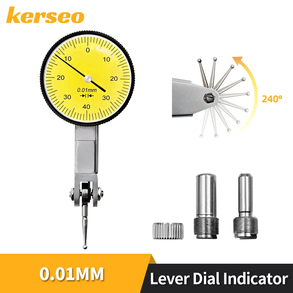 Kerseo 0-0.8mm Lever Dial Indicator Gauge With Measuring Probes Mechanical 0.01mm Measuring Tool Dial Bore Gauge Test Indicators