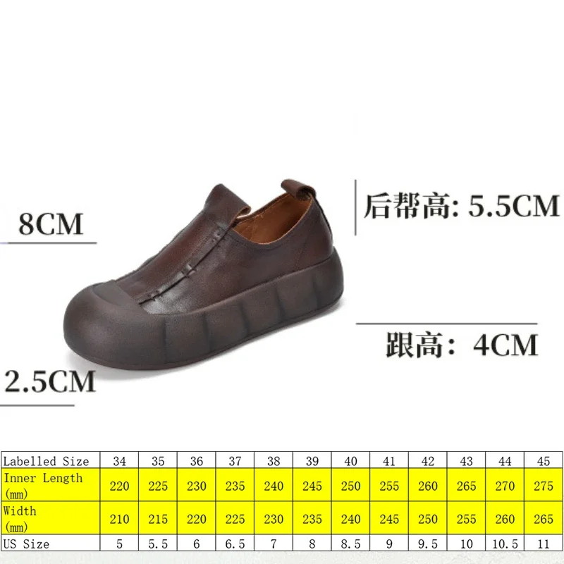 Koznoy 4cm Retro Ethnic Cow Genuine Leather Comfy Women Found Toe Flats Loafers Plus Size Slip on  Autumn Spring Females Shoes