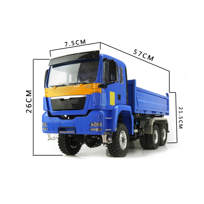 1/14 LESU TGS 3 Axles 3 Way Direction 6x6 RC Dumper Truck Remoted Hydraulic Sound Light Model TH16711-SMT2