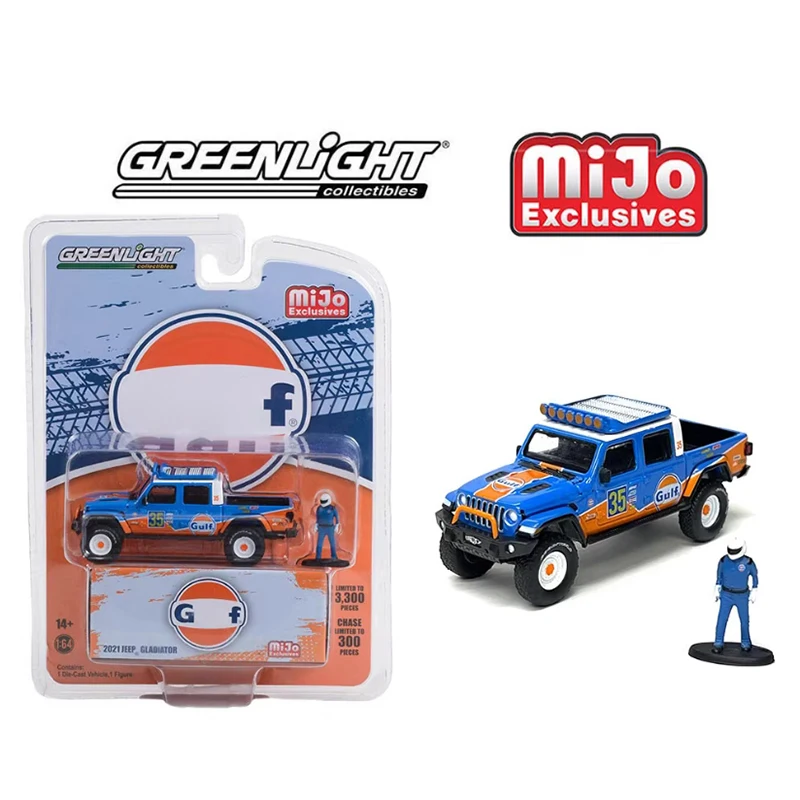 

MiJo Greenlight масштаб 1:64 2021, пикап-гладиатор Jeep's с куклой, модель автомобиля из сплава, статические украшения, коллекционные подарочные игрушки