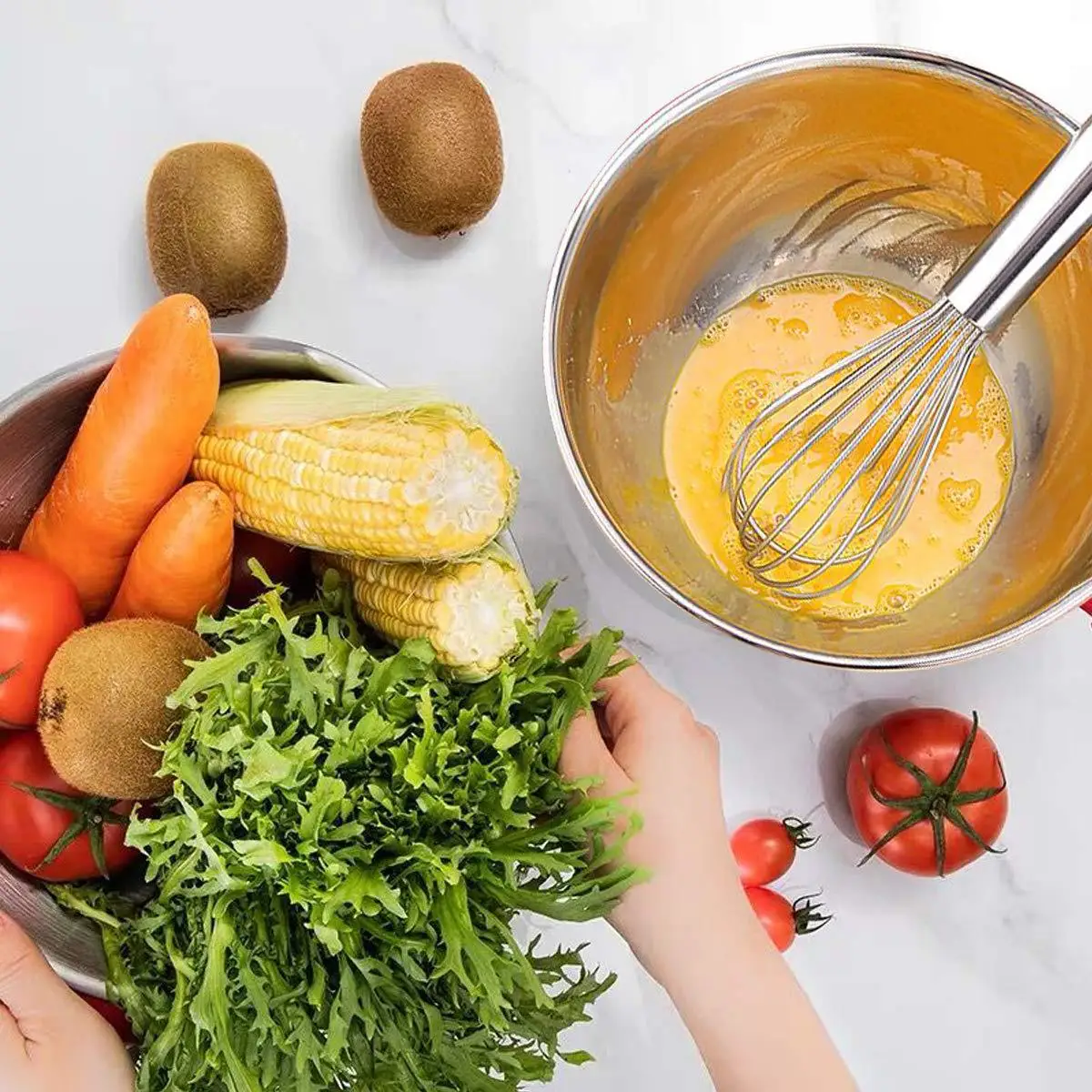 

Stainless Steel Bowl Set with Scale for Cooking Baking Food Storage Large Capacity Mixing Bowls for Home Kitchen Essentials