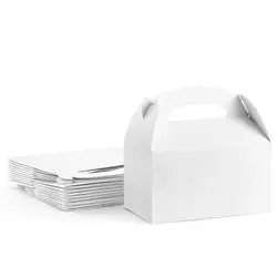 10pcs Large Gable Boxes White Gift Boxes With Handles Baking Boxes Snack Boxes Paper Lunch Boxes Takeaway Boxes Wedding Party