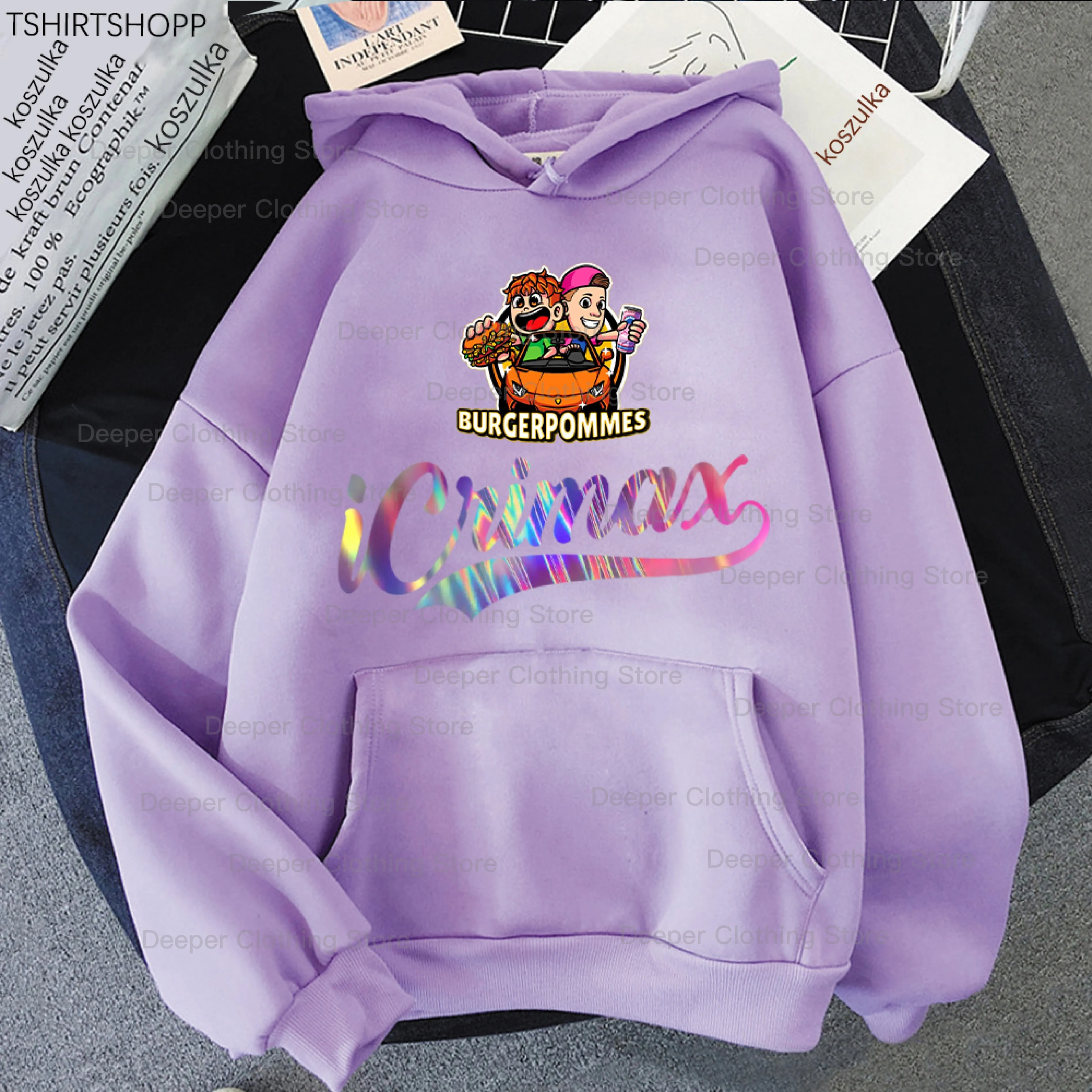 Hip Hop Burgerpommes Icrimax Hoodie Harajuku Sweatshirts Clothes Boy girl kids Tops Kids Streetwear Clothes Personality Pullover