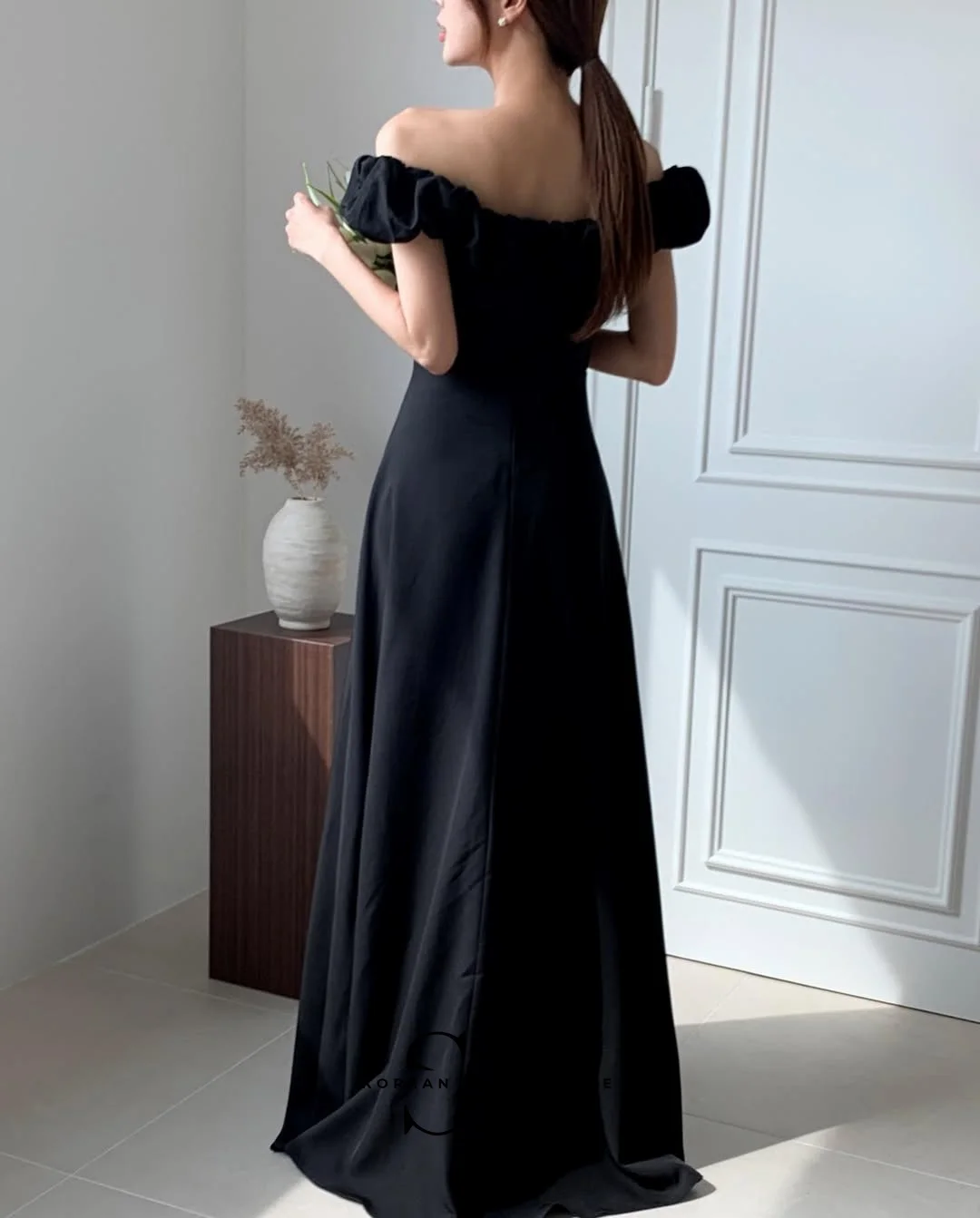 Sondr Elegant Black Boat Neck Evening Dresses Korean Style Customized A Line Women Party Dresses Prom Dresses