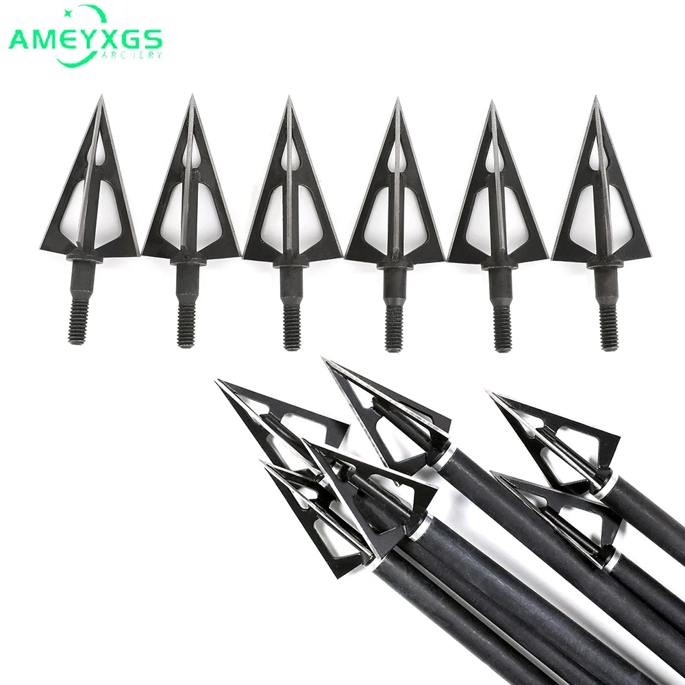 

6/12/24pcs Archery Arrowhead 100 Grain Universal Thread 3-Blade Broadhead Wear-Resistant DIY Arrow Shaft Bow Hunting Accessory