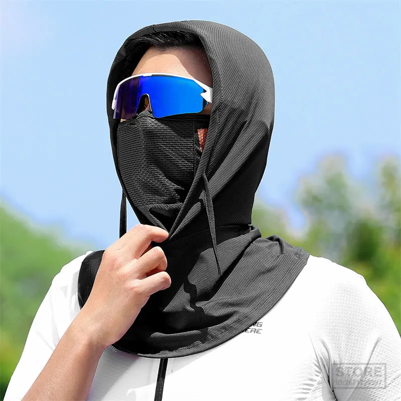 WEST BIKING Summer Full Face UV Protection Motorcycle Cycling Hood Ice Silk Balaclava Mask Hiking Fishing Hat Cooling Sport Gear