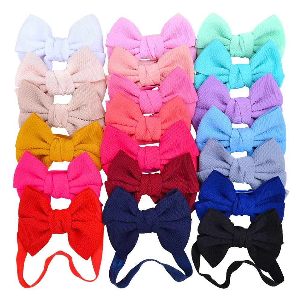 4.3 Inches Solid Color Handmade Bowknot Baby Girls Headband Fashion Bows Elastic Hairband Clothing Decoration Infant Accessories