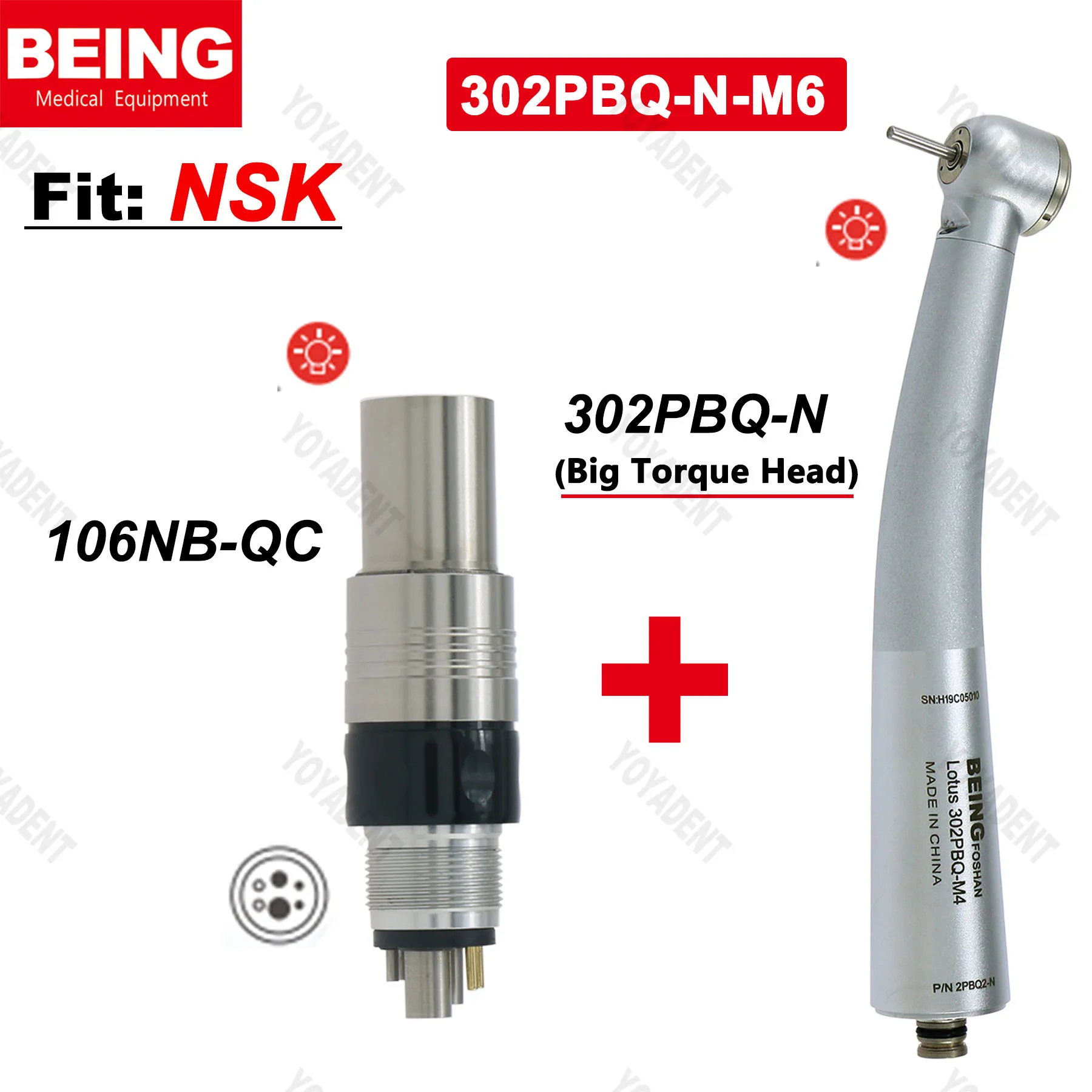 

BEING Turbine Dental Fiber Optic High Speed Handpiece 6 Holes Coupler E TypeFit NSK Dentistry Instrument Accessories