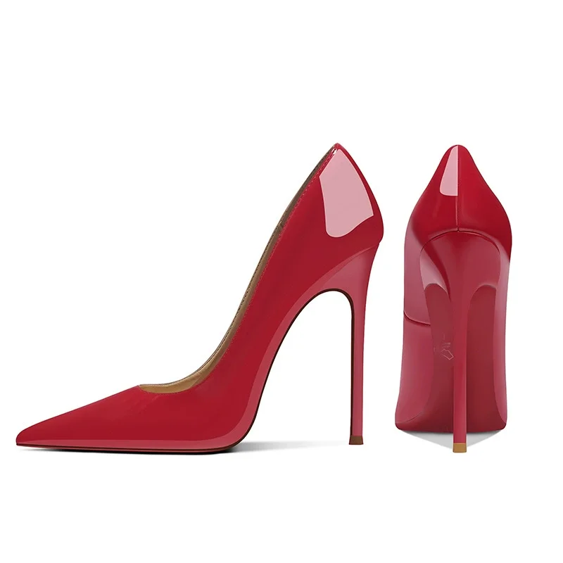 25 new luxury red-soled high heels, 12cm, 13cm pointed-toe stiletto pumps, elegant and sexy party and wedding shoes