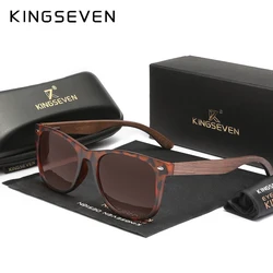 KINGSEVEN Walnut Wooden Sunglasses Men Polarize Anti-UV400 Lens Large Frame Cycling Glasses Leopard Women Sports Driving Eyewear
