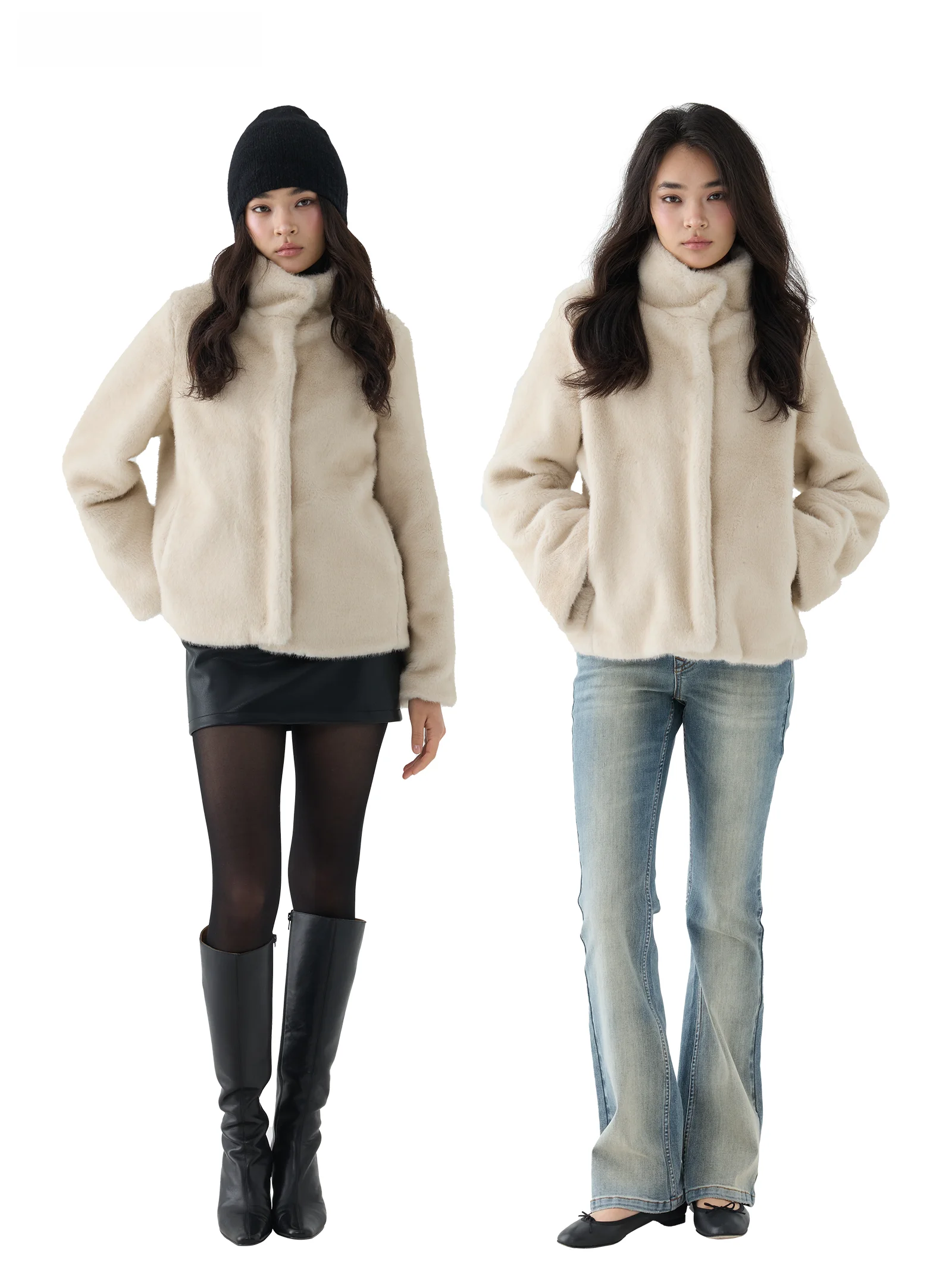 

Экологичная теплая повседневная женская куртка Veryrareme с воротником из искусственного меха, длинными рукавами и застежкой-молнией, молодежная модная модель