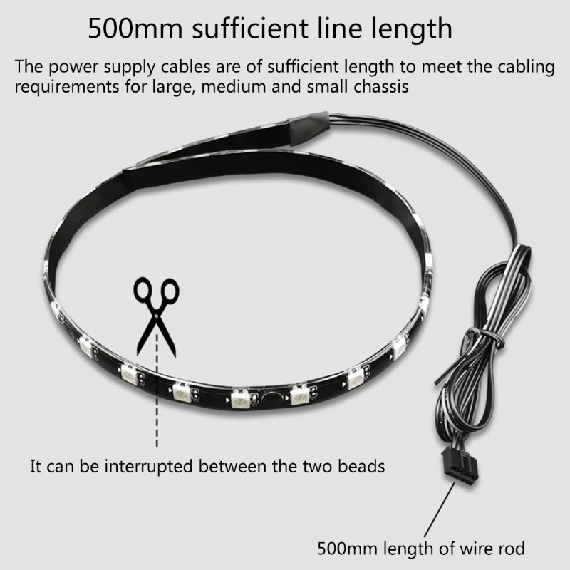 Coolmoon – bande lumineuse LED RGB /5V, pour carte mère, avec 4 broches, boîtier d'ordinateur, à monter soi-même, K1KF