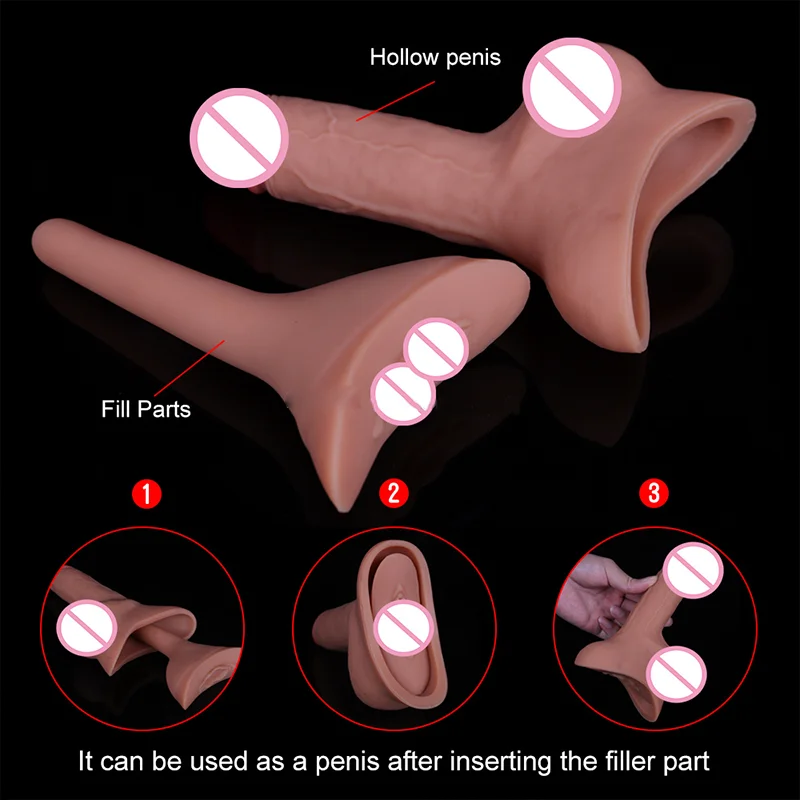 Packer Transgender Prosthetic Realistic 3 in 1 Strap On Penis Packer with Silicone Insert Rod STP Device for FTM