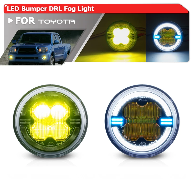 DRL Halo Daylights 4300K Yellow LED Front Bumper Driving Fog Lights For Toyota Tacoma 2005-2011 Tundra 2007-2013 Sequoia Solara