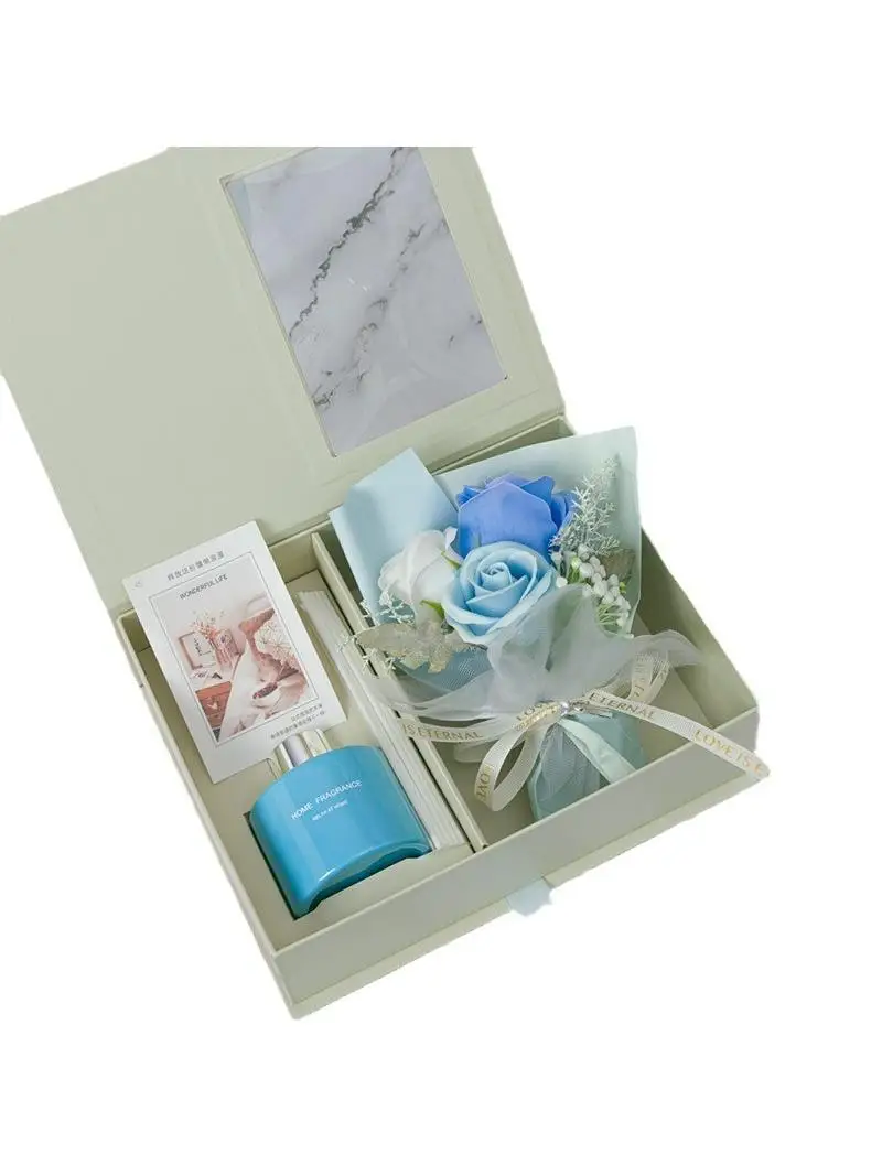 Caja de regalo de jabón de rosas, set de aromaterapia sin fuego, regalos creativos para festivs, recuerdo para eventos de ...