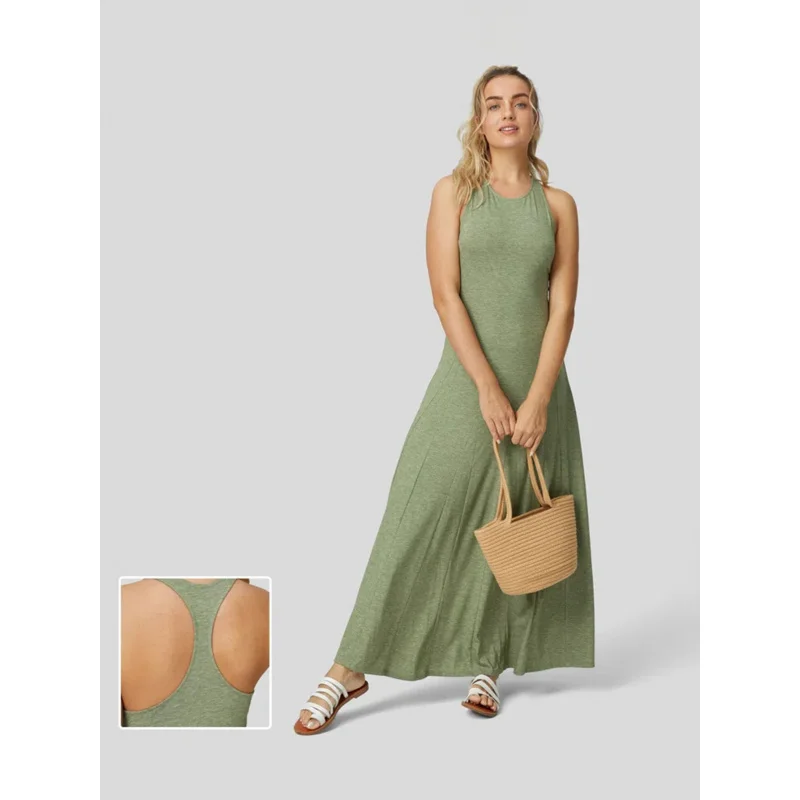 

YQ1-insNew Comfortable Casual Knitted Color Cotton Waist-Cinching Slimming Design Flared Dress