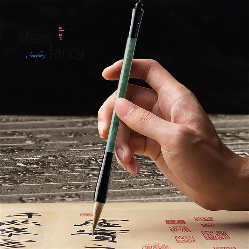 Natural Jadeite A goods Brushes Jade Ornaments Calligraphy Four Treasures High-grade Holiday Gift Simple Luxury Fashion Jewelry