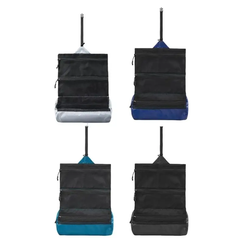 

E8BD Portable Foldable Wash Pouches Multiple Section Storage Quick Dry Materials Compact Travel Accessory For Hygiene Products