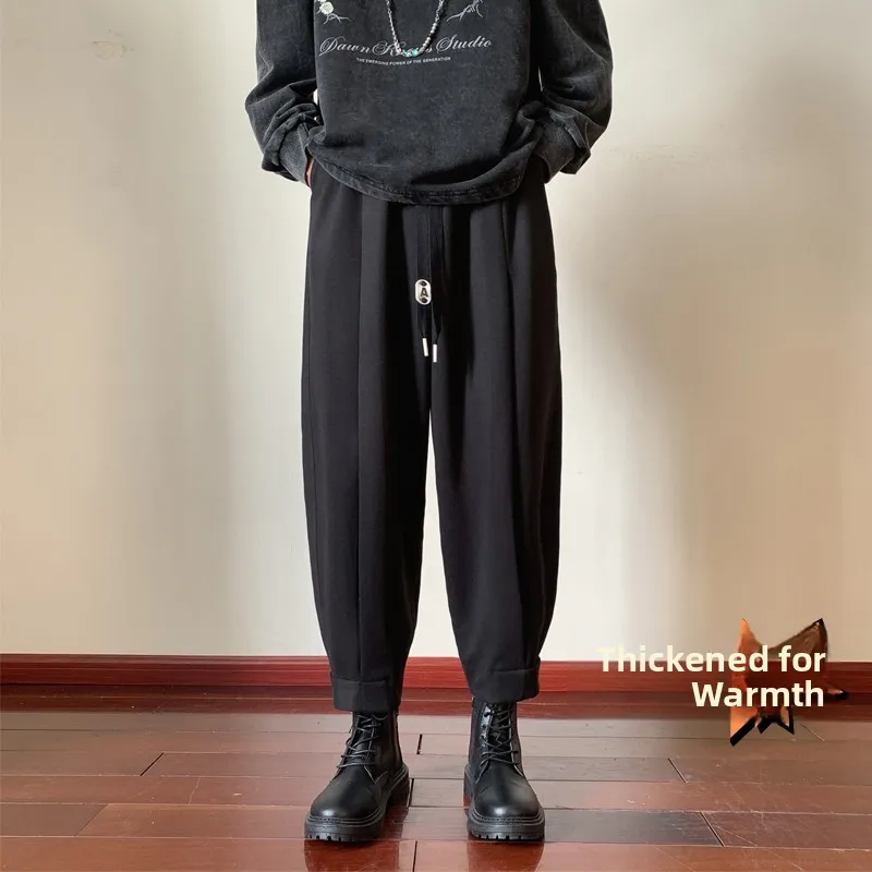 

Men's Winter Large Size Woolen Trousers Casual Cone ape West Pants Boots Match Loose Fit mid Waist Faion Trend