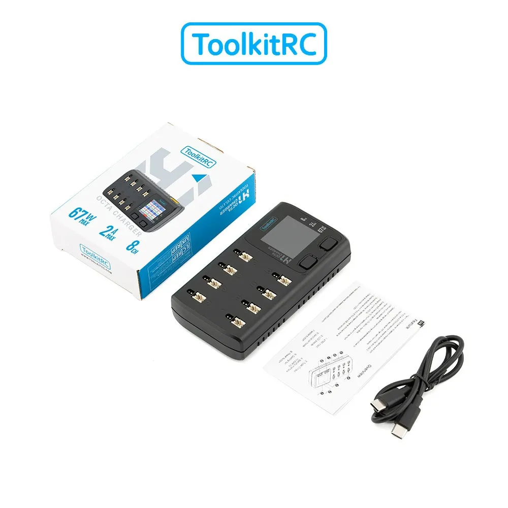 ToolkitRC H1 1S Ladegerät, PD 78W Max 2A 8 CH PD DC Dual-Eingang Unterstützt PH2.0 BT2.0 A30, LiPo LiHV LiFe für FPV Tiny Whoop RC Drohne – Detail 10