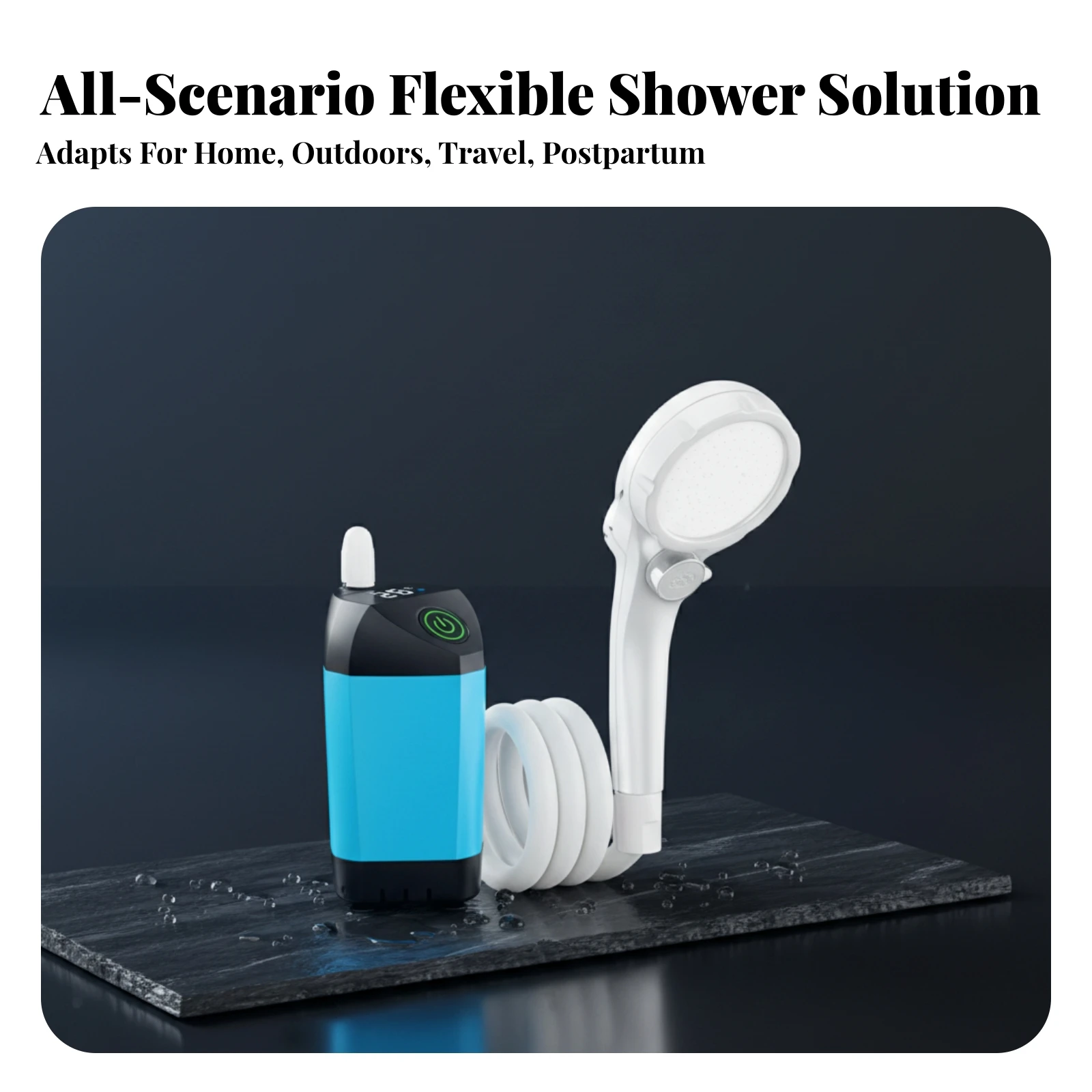 Self-Priming Shower Pump Portable USB Rechargeable Shower Kit Storage Bag Included