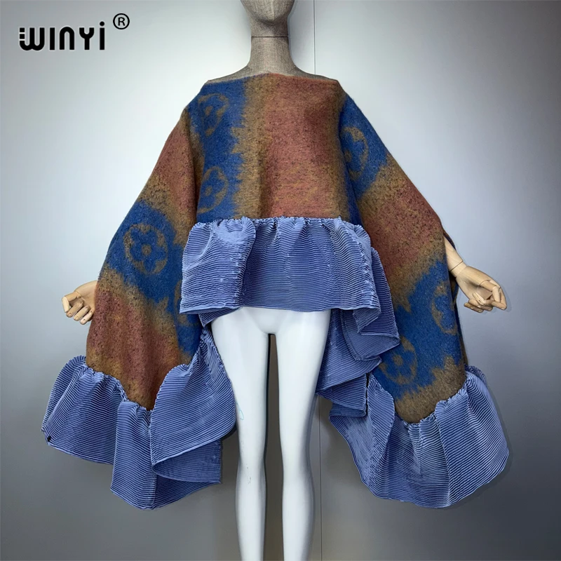 WINYI Winter Warm Dress Fashion Cape Holiday Winter Poncho Elegant Party Winter Ponchos for Women Cloak Boho Women Clothing