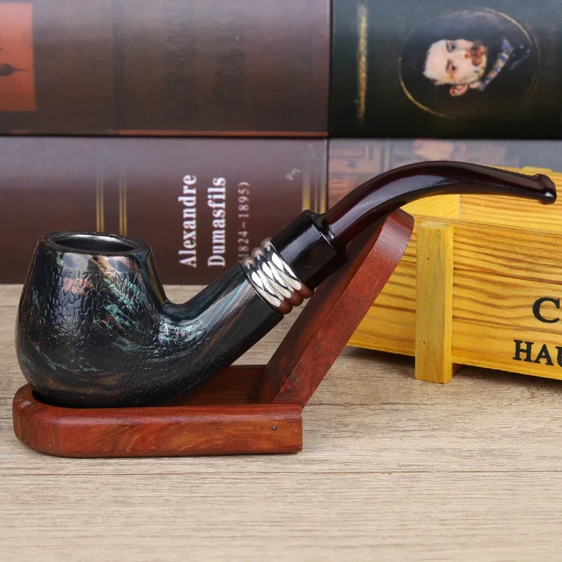 New Resin Wood Smoking Pipe Snake Scale Bent Pipes Chimney Glown Tobacco Pipe Tube Cigar Grinder Smoke For Men\'s Gifts Smoking